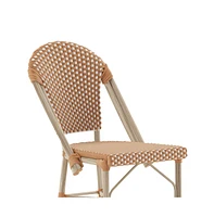 Celia Set Of Two Indoor/Outdoor Stacking Bistro Counter Stools With White And Gray Patterned Seats Backs & Bamboo Finished Metal Frames