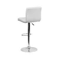 Quilted Vinyl Swivel Adjustable Height Barstool With Chrome Base