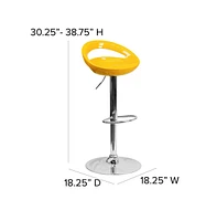 Rounded Cutout Back Swivel Adjustable Height Barstool, Chrome Base