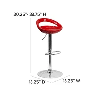 Rounded Cutout Back Swivel Adjustable Height Barstool, Chrome Base