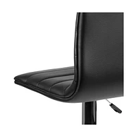 Coti Modern Channel Tufted Upholstered Height Adjustable Mid-Back Stool And Pedestal Base With Footrest