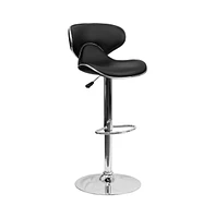 Emma+Oliver 2 Pack Contemporary Cozy Mid-Back Vinyl Adjustable Height Barstool With Chrome Base