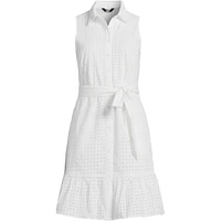 Lands' End Women's Sleeveless Eyelet Shirt Dress