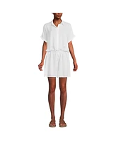 Lands' End Women's Button Front Swim Cover-up Romper