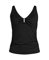 Lands' End Women's Shirred V-neck Tankini Swimsuit Top