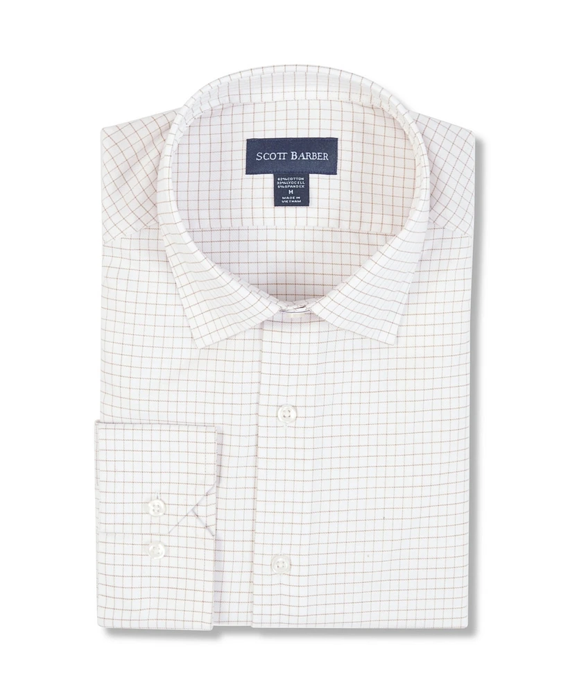 Scott Barber Men's Cream Dobby Check