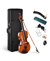 Yescom Solid Wood Violin 4/4 Full Set Fiddle Matte Beginner Violin Full Size with Case Shoulder Rest for Student