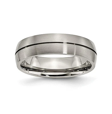 Chisel Titanium Satin Grooved Wedding Band Ring