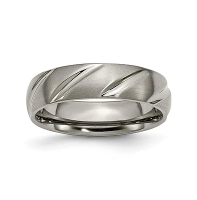 Chisel Titanium Satin Swirl Design Wedding Band Ring
