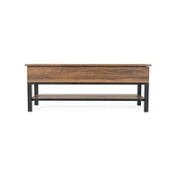 Green River Rustic Farmhouse Entryway Bench With Bottom Storage Shelf