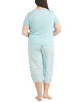 Muk Luks Plus 2-Pc. Coastal Life Cropped Pajamas Set