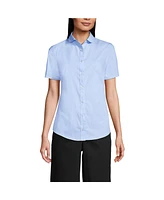 Lands' End Women's Short Sleeve Peter Pan Collar Broadcloth Shirt