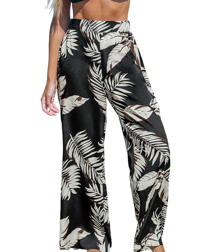 Cupshe Women's Midnight Tropics Straight Leg Cover-Up Pants