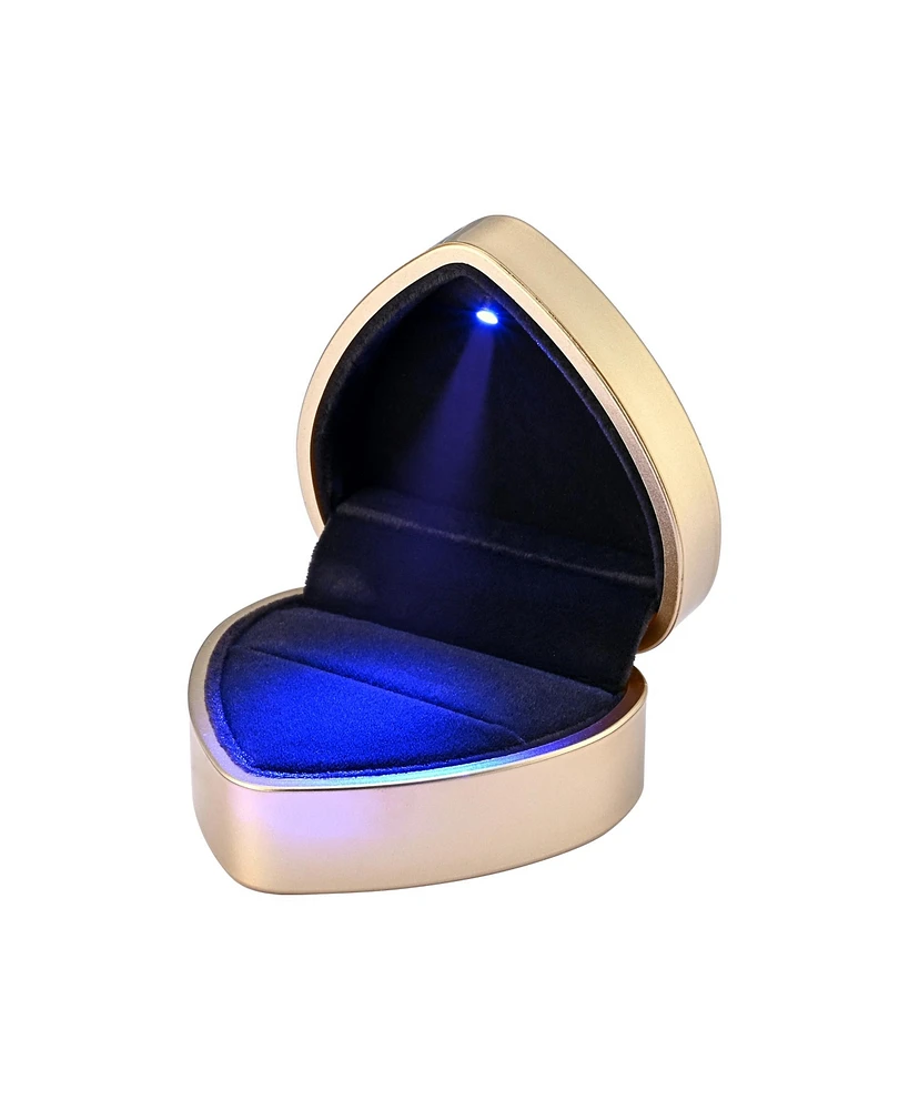 Yescom Luxury Heart Shape Led Ring Box Jewelry Wedding Engagement Proposal Light Case