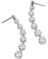 Eliot Danori Silver-Tone Graduated Cubic Zirconia Linear Drop Earrings, Created for Macy's