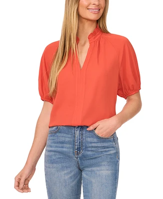 CeCe Women's Split-Neck Puff-Sleeve Blouse