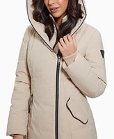 Guess Women's Bibbed Shawl-Collar Hooded Puffer Coat