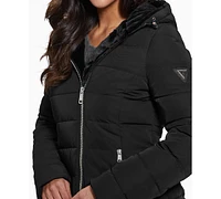 Guess Women's Faux-Fur-Lined Hooded Puffer Coat