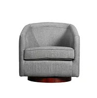 Wyn Upholstered Club Style Barrel Chair With Sloped Armrests And 360 Degree Swivel Base A Vinyl Wrap