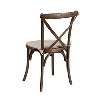 Merrick Lane Davisburg Stackable Wooden Cross Back Bistro Dining Chair With Cushion