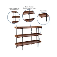 Madison Industrial Style 3 Tiered Shelving Unit With Metal Frame And Raised Border - 35"H