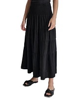 Dkny Jeans Women's Cotton Smocked-Waist Tiered Maxi Skirt