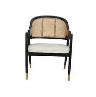 Bronson Cane Rattan Padded Accent Or Dining Chair With Metallic Accented Legs