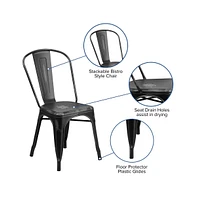 Banks Indoor/Outdoor Stacking Metal Dining Chair With Single Slat Back And Distressed Powder Coated Finish