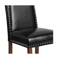 Hollowell Parsons Chair Plush Dining Chair With Accent Nail Trim And Wooden Legs