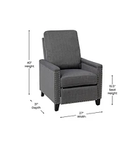 Merrick Lane Renza Transitional Pushback Recliner With Pillow Style Back And Accent Nail Trim - Manual