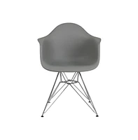 Emma+Oliver Plastic Accent Dining Chair With Arms And Chrome Base