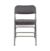 2 Pack Premium Curved Triple Braced & Hinged Fabric Upholstered Metal Folding Chair