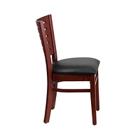 Emma+Oliver 2 Pack Slat Back Wooden Restaurant Chair