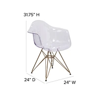 Emma+Oliver 2 Pack Transparent Side Chair With Solid Base