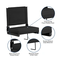 Set Of 2 500 Lb. Rated Lightweight Stadium Chair With Ultra-Padded Seat