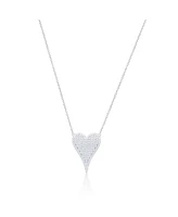 Etoielle White Gold Tone Cz Elongated Heart Necklace