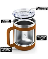 12 oz Insulated Coffee Mug with Lid - Stainless Steel Camping Tumbler Handle