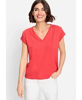 Olsen Women's Cap Sleeve Solid T-Shirt