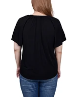 Ny Collection Raglan Sleeve Top with Chain Details