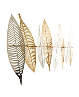 Rosemary Lane Gold Metal Leaf Metallic Wall Decor with Silver Accents, 2" x 32" x 13"