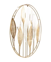 Rosemary Lane Gold Metal Leaf Metallic Wall Decor with Circular Frame and Silver Accents, 26" x 2" x 26"