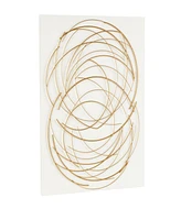 Rosemary Lane Gold Metal Abstract Overlapping Circle Design Wall Decor with White Wood Backing, 36" x 1" x 48"