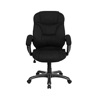 Emma+Oliver High Back Executive Ergonomic Office Chair With Silver Nylon Base And Arms