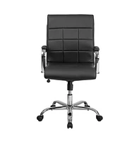 Emma+Oliver Mid-Back Vinyl Executive Swivel Office Chair With Chrome Base And Arms