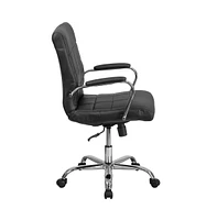 Emma+Oliver Mid-Back Vinyl Executive Swivel Office Chair With Chrome Base And Arms