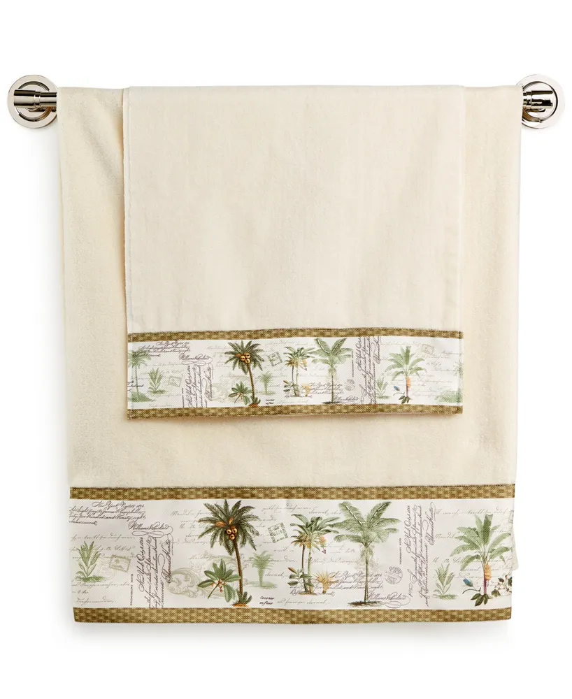 Avanti Colony Palm Tree Bordered Cotton Bath Towel, 27" x 50"