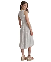 Dkny Women's Shadow Striped Dot Jacquard Midi Dress