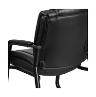 Emma+Oliver Big & Tall 500 Lb. Rated Leather Tufted Executive Side Reception Chair With Sled Base