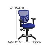 Mid-Back Mesh Triple Paddle Swivel Ergonomic Office Chair With Adjustable Arms