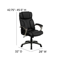 Emma+Oliver High Back Folding Leather Executive Swivel Office Chair With Arms